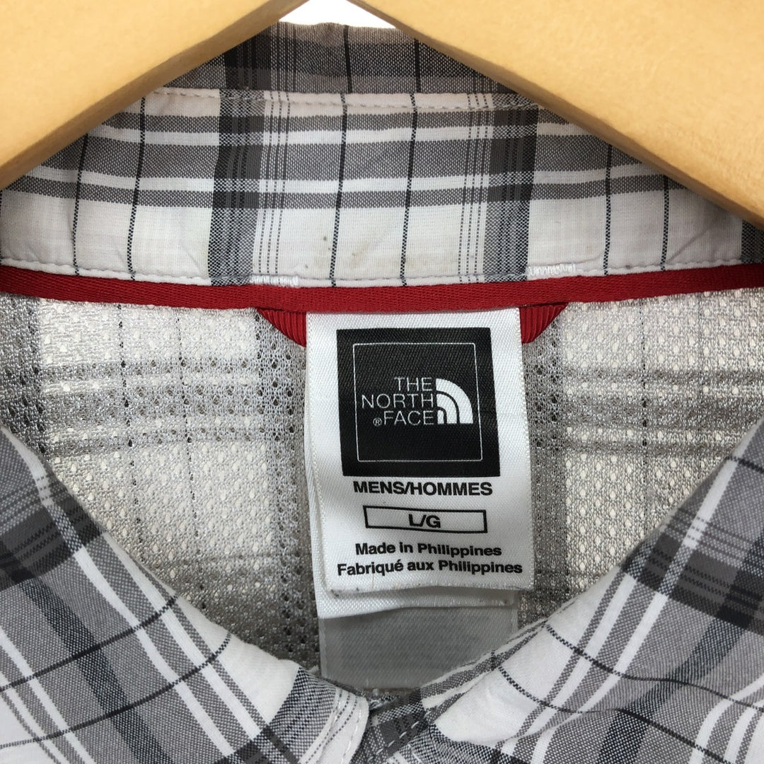THE NORTH FACE Check Pattern Short Sleeve Nylon Shirt, Men's L Nylon white type Vintage Second Hand