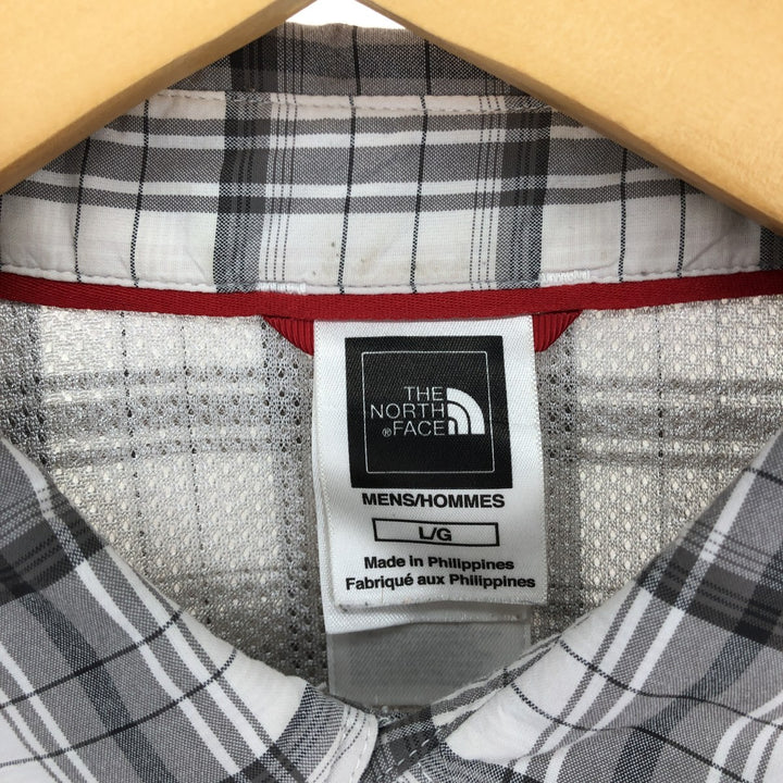 THE NORTH FACE Check Pattern Short Sleeve Nylon Shirt, Men's L Nylon white type Vintage Second Hand