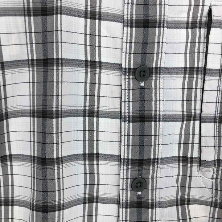 THE NORTH FACE Check Pattern Short Sleeve Nylon Shirt, Men's L Nylon white type Vintage Second Hand
