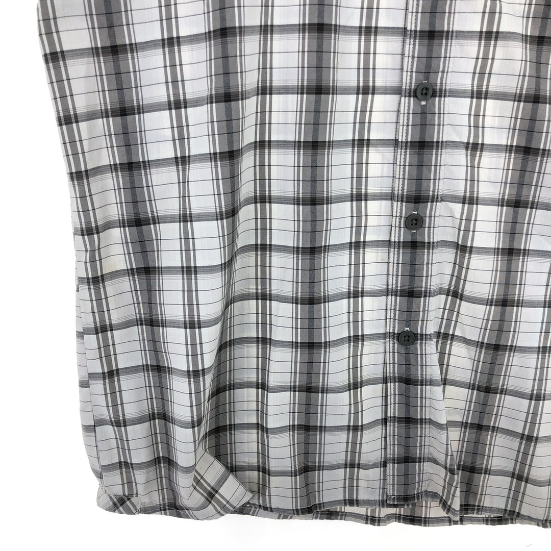 THE NORTH FACE Check Pattern Short Sleeve Nylon Shirt, Men's L Nylon white type Vintage Second Hand