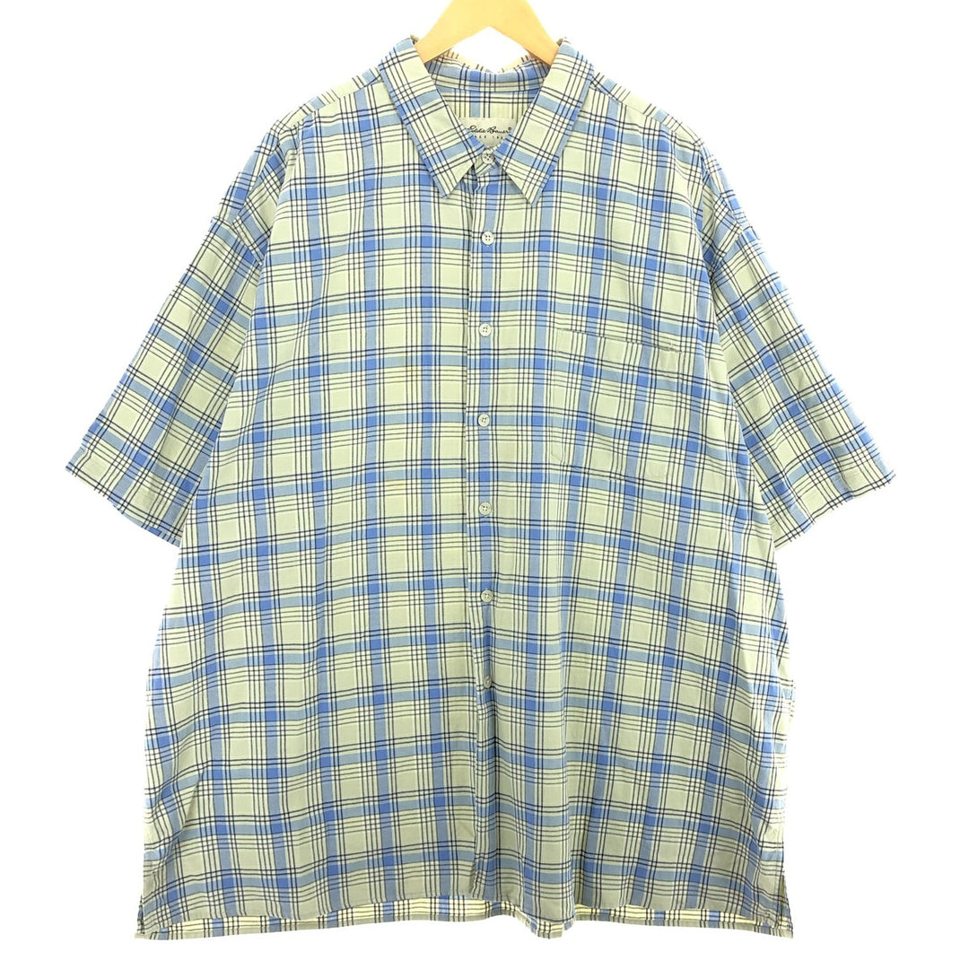 Big size 00'S Eddie Bauer short sleeve cotton check shirt men's XXXL /eaa456268