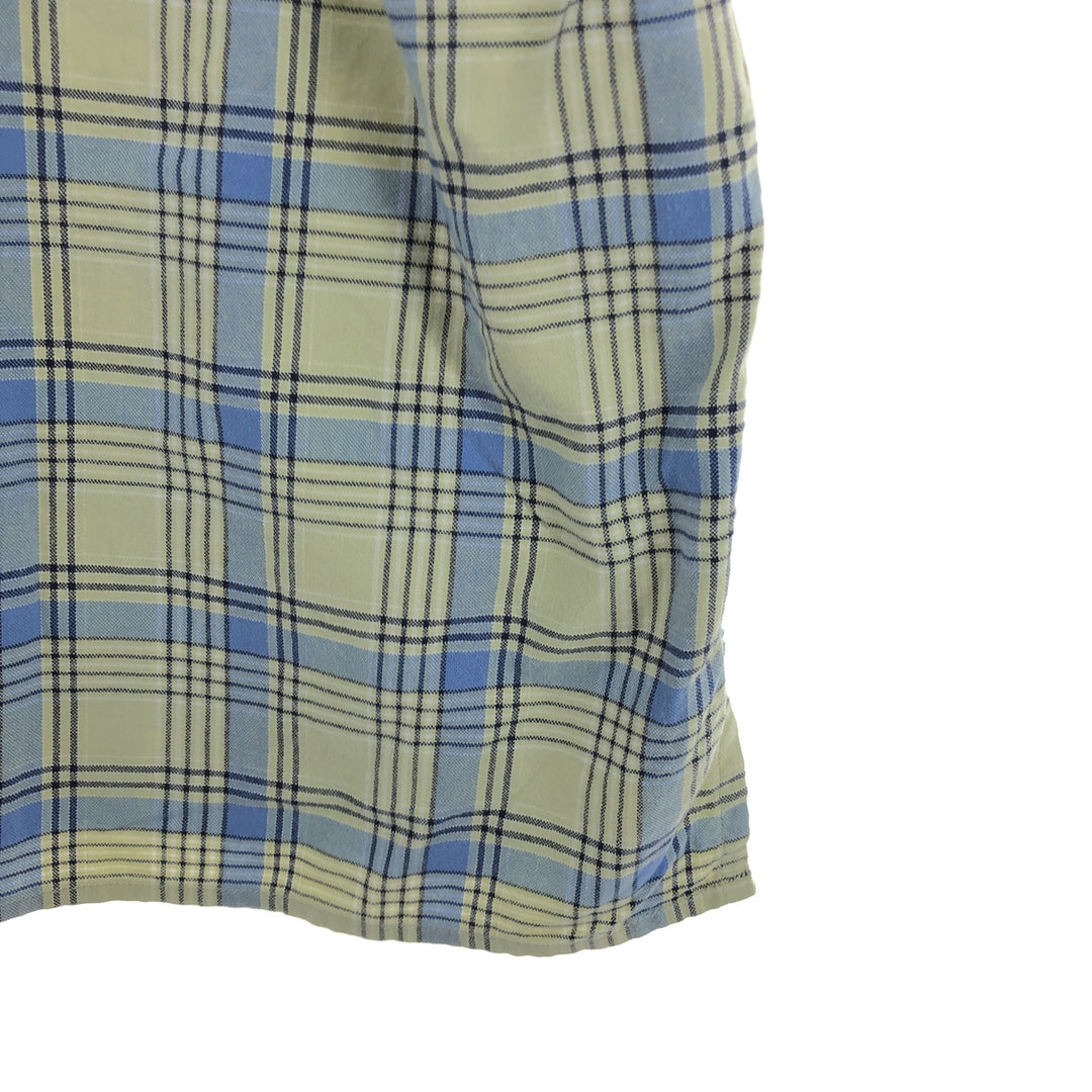 Big size 00'S Eddie Bauer short sleeve cotton check shirt for men XXXL cotton ocher yellow type Vintage Second Hand