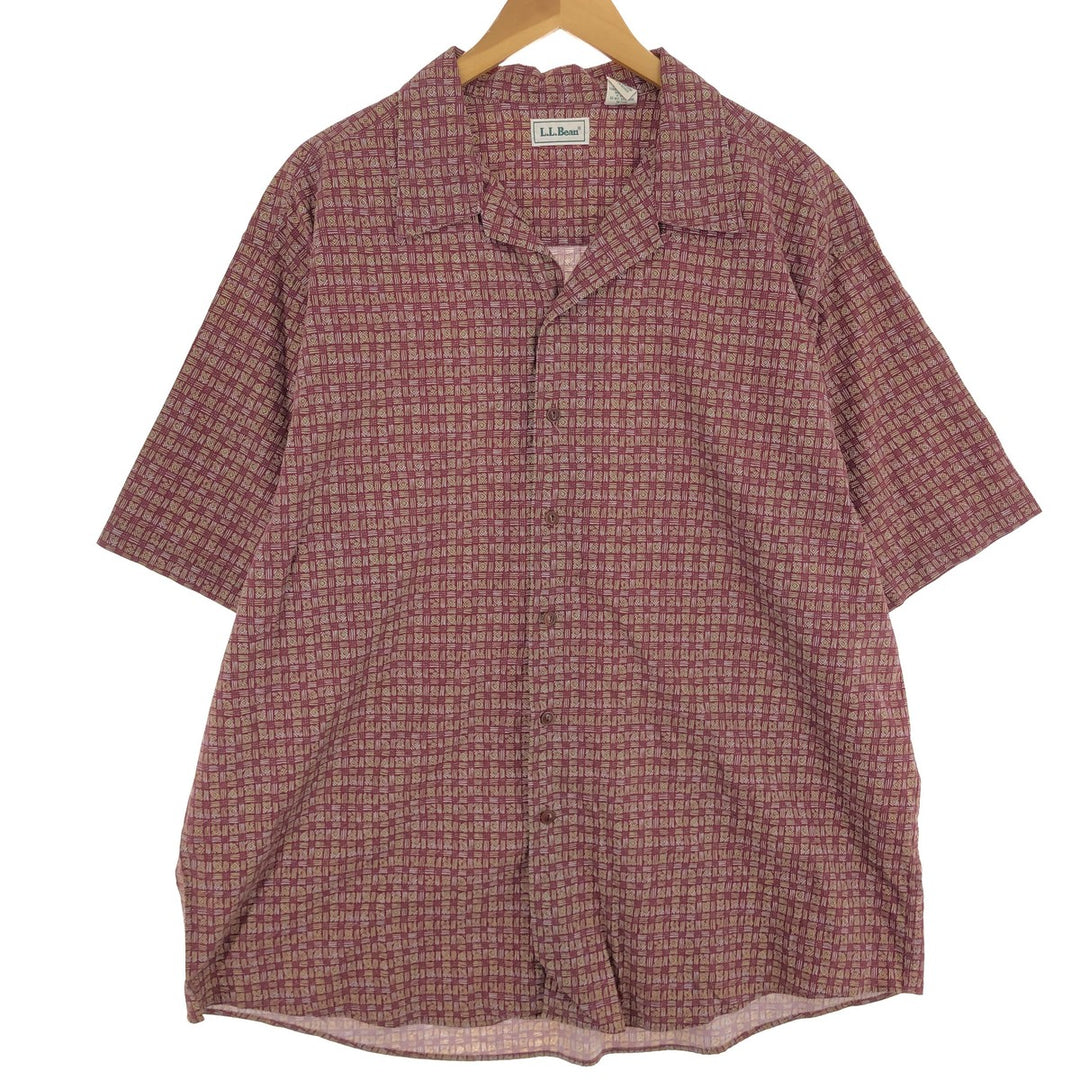 90'S LLBean all-over print short sleeve open collar cotton shirt men's XL vintage /eaa456274