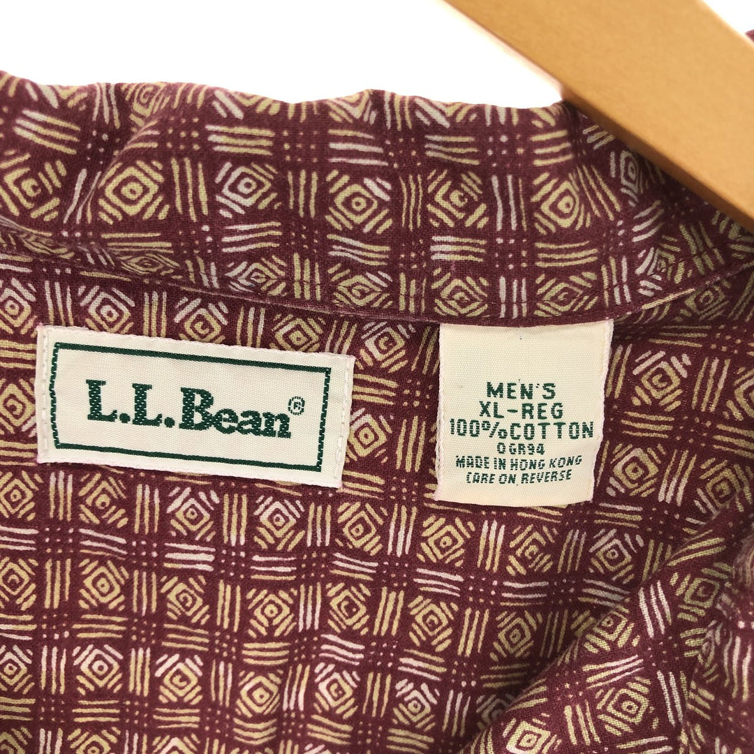 90'S LLBean all-over print short sleeve open collar cotton shirt men's XL vintage /eaa456274