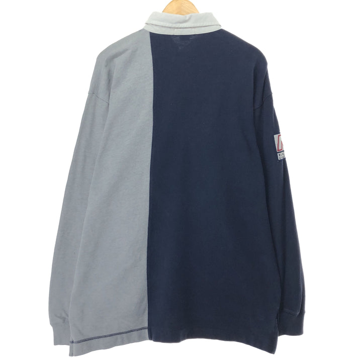 90'S NAUTICA Long Sleeve Rugby Shirt Men's L Long Sleeve Vintage cotton navy blue type Vintage Second Hand