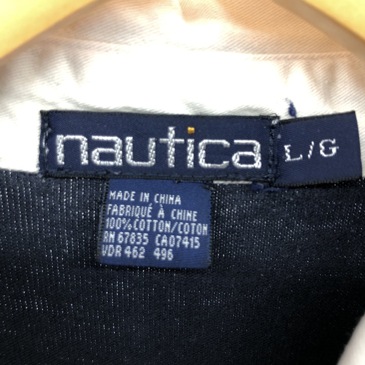 90'S NAUTICA Long Sleeve Rugby Shirt Men's L Long Sleeve Vintage cotton navy blue type Vintage Second Hand