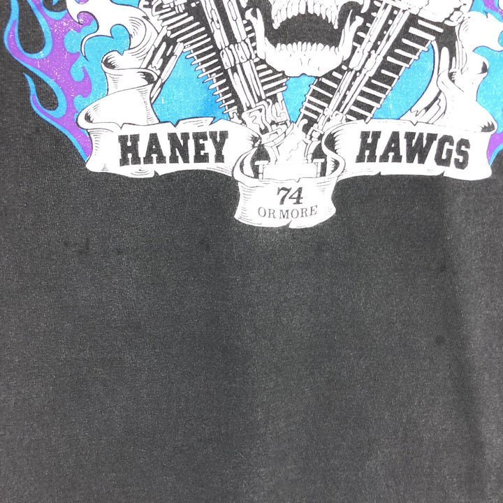 00'S GILDAN HANEY HAWGS Skull Pattern Motorcycle Bike T-shirt Men's XL Vintage /eaa456404