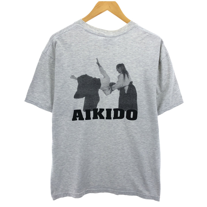 Jerzees Double-sided Print Aikido Sports Print T-Shirt Men's L Size /eaa456481