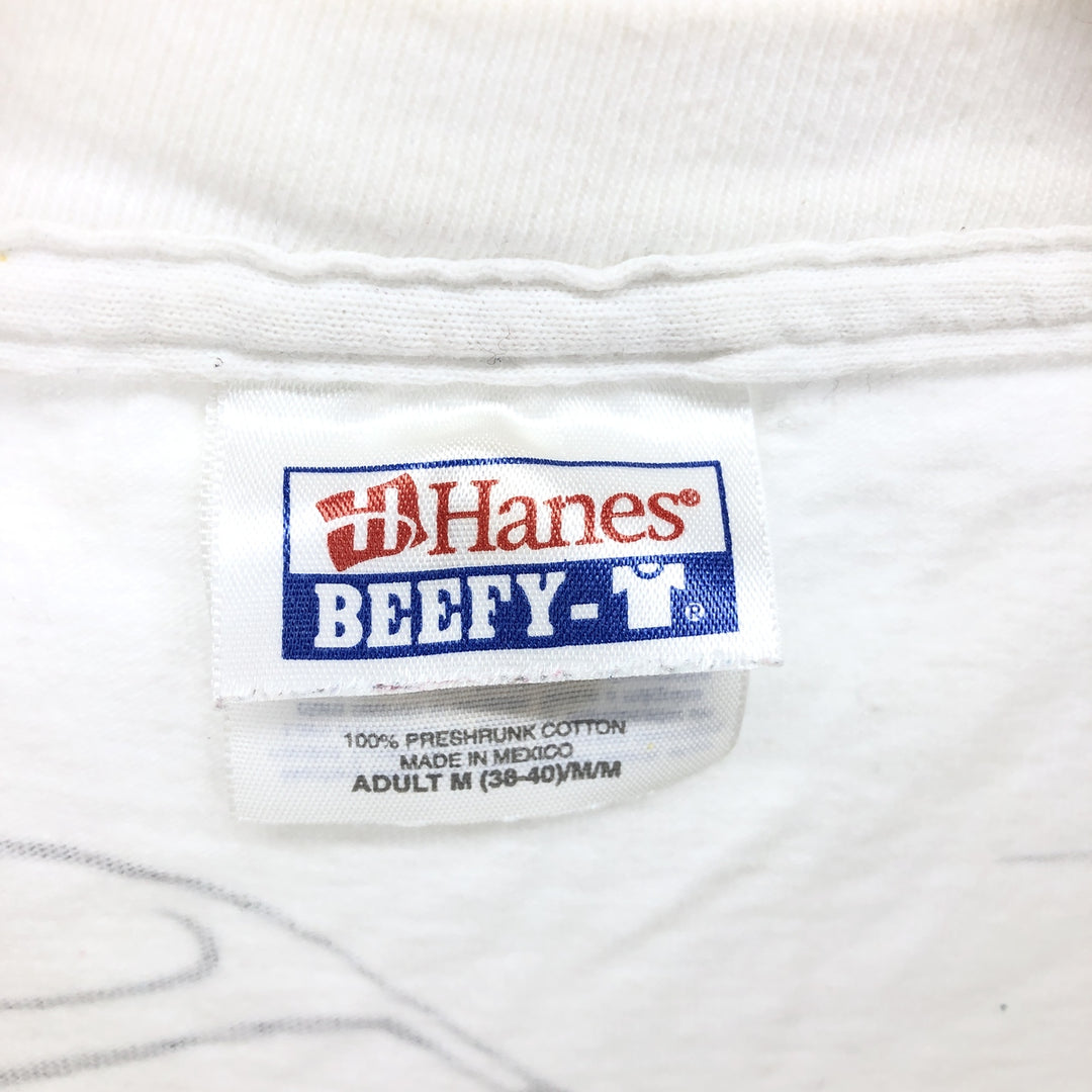 90'S Hanes BEEFY-T Blue Tag Double-sided Printed T-shirt Men's M Size Vintage /eaa456486