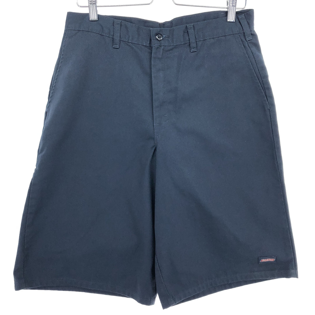 00s~ Dickies Work Shorts, Half Pants, Men's W32 Wide Shorts polyester navy blue type Vintage Second Hand