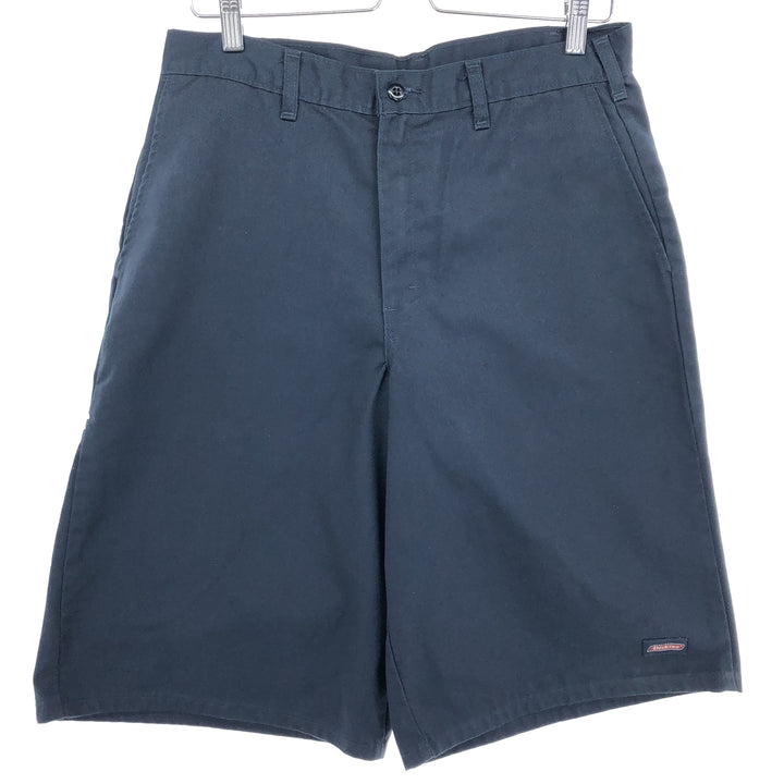 00s~ Dickies Work Shorts, Half Pants, Men's W32 Wide Shorts polyester navy blue type Vintage Second Hand
