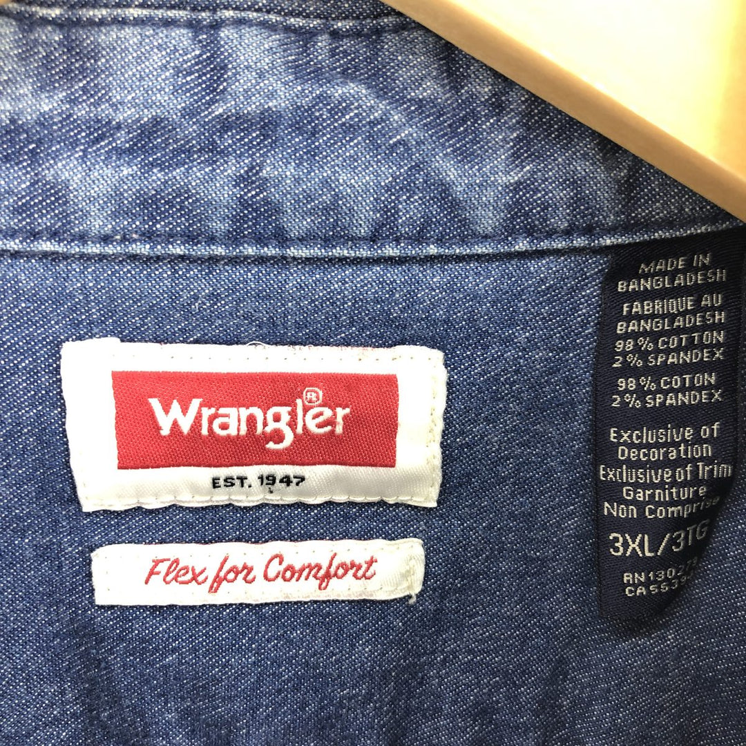 Big Size Wrangler Long Sleeve Denim Shirt Men's XXXL /eaa456616