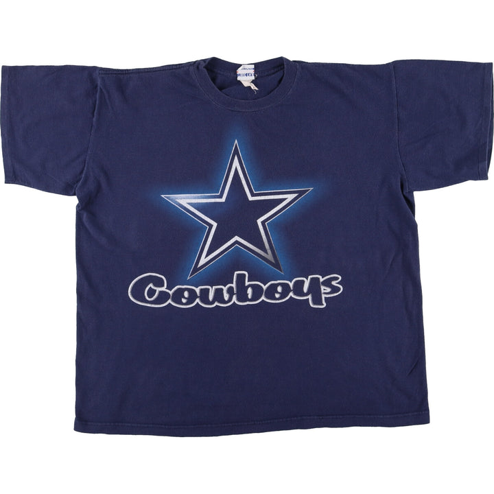 TRUE-FAN SPORTSWEAR NFL DALLAS COWBOYS Dallas Cowboys Logo Print T-Shirt Men's XL cotton navy blue type Vintage Second Hand