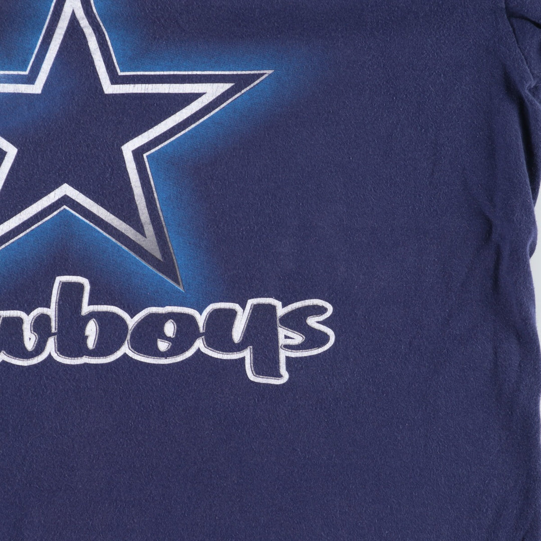 TRUE-FAN SPORTSWEAR NFL DALLAS COWBOYS Dallas Cowboys Logo Print T-Shirt Men's XL cotton navy blue type Vintage Second Hand