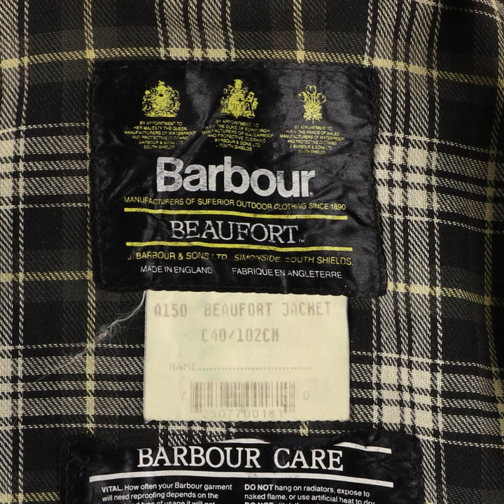 90'S Barbour BEAUFORT 3 Warrant Oiled Hunting Jacket Made in England C40 Men's M /eaa456772