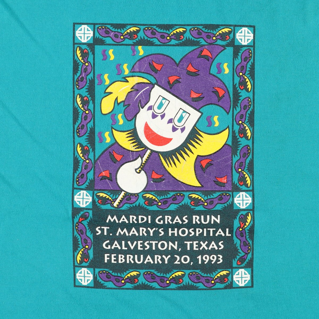 90'S Hanes Heavyweight 50/50 Mardi Gras Galveston Printed T-Shirt Made in USA Men's XL Vintage /eaa456823