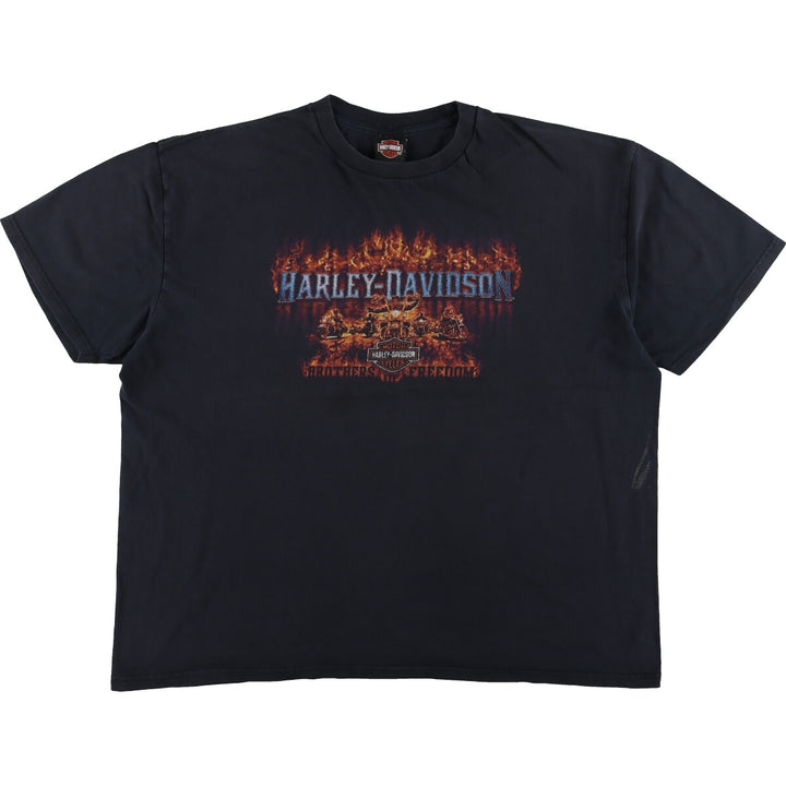 Big size 00'S Harley Davidson fire pattern motorcycle bike T-shirt for men XXXL /eaa456897