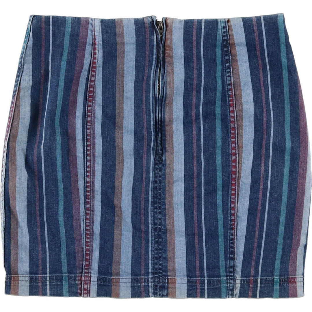 Free People Stripe Pattern Multi-Stripe Denim Tight Mini Skirt Women's L size /eaa456963