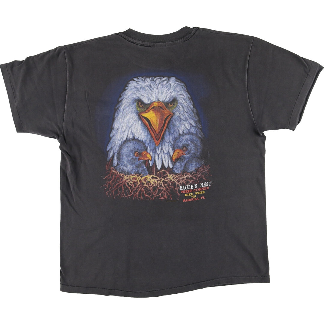 90'S Eagle Pattern Back Print Motorcycle Bike T-Shirt Men's L Vintage /eaa457241