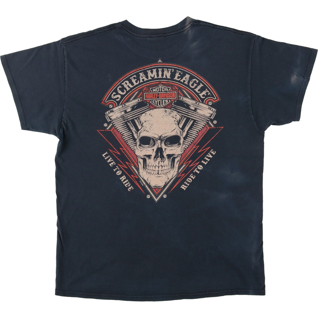 Harley-Davidson Skull Pattern Motorcycle Bike T-shirt Men's L /eaa457371