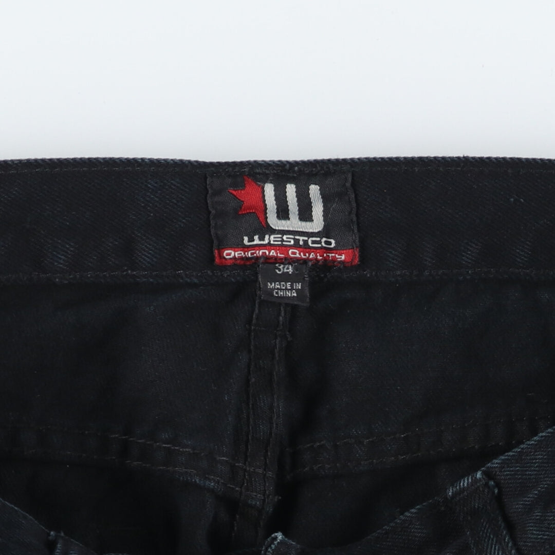 WESTCO Black Denim Straight Denim Pants Men's w34 cotton black type Vintage Second Hand