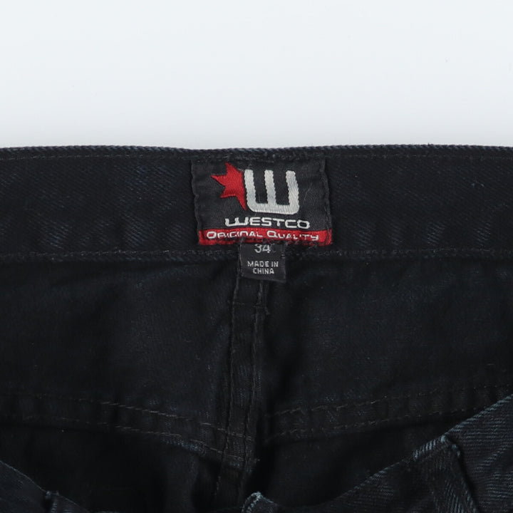 WESTCO Black Denim Straight Denim Pants Men's w34 cotton black type Vintage Second Hand