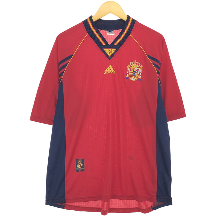 90'S Adidas Spain national team V-neck soccer uniform game shirt made in England men's XL vintage /eaa457548