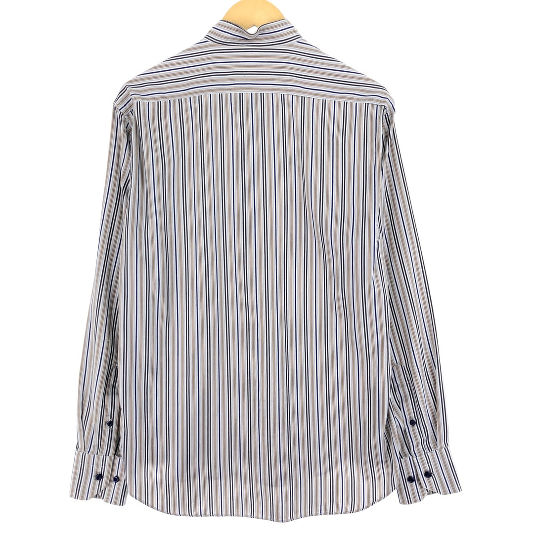 ATESETA Stand Collar Long Sleeve Striped Shirt Made in Italy Men's L /eaa457559