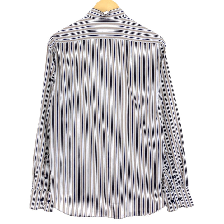 ATESETA Stand Collar Long Sleeve Striped Shirt Made in Italy Men's L /eaa457559