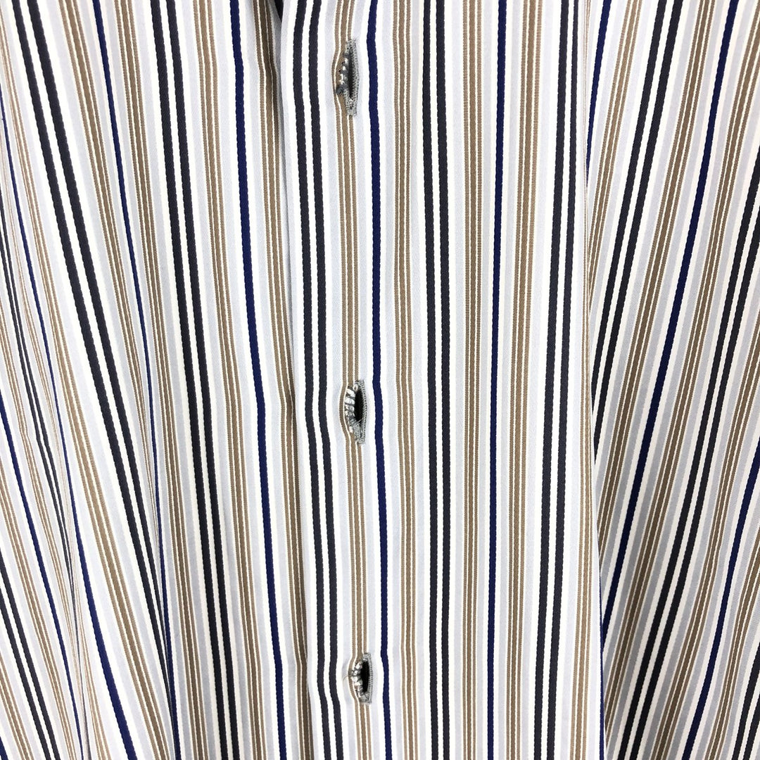 ATESETA Stand Collar Long Sleeve Striped Shirt Made in Italy Men's L /eaa457559
