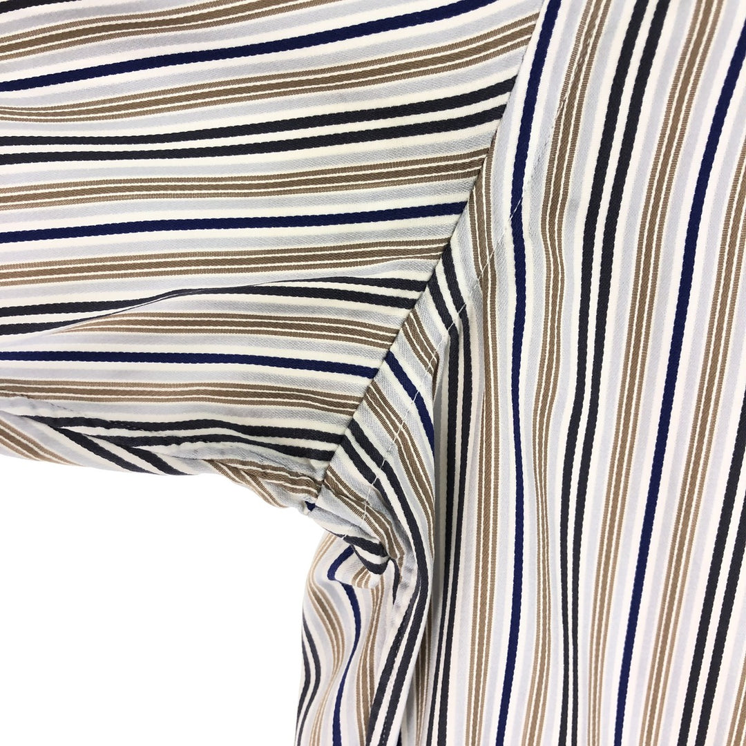 ATESETA Stand Collar Long Sleeve Striped Shirt Made in Italy Men's L /eaa457559