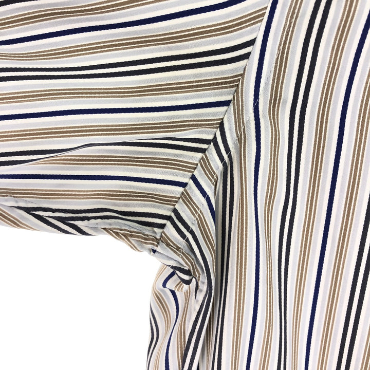 ATESETA Stand Collar Long Sleeve Striped Shirt Made in Italy Men's L /eaa457559