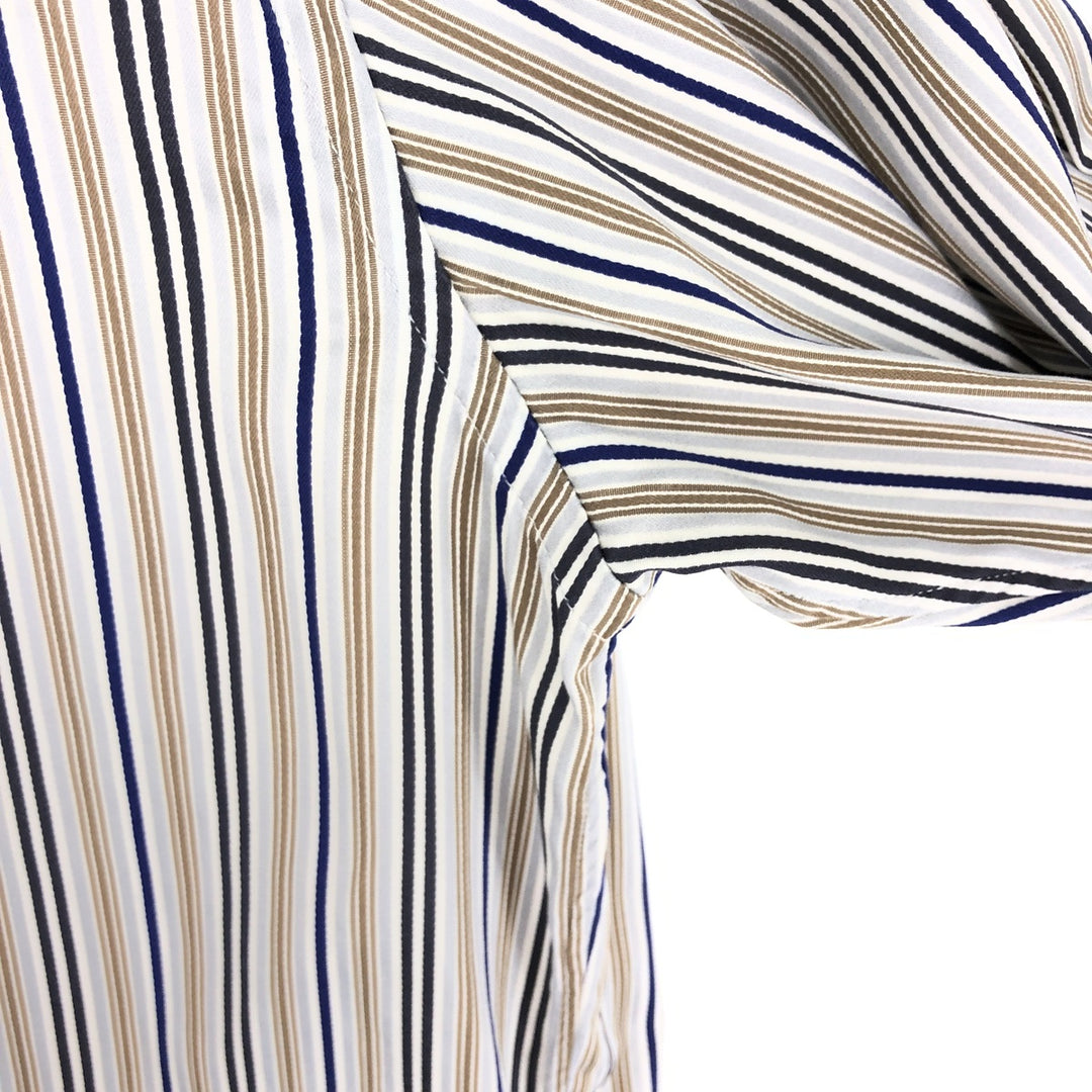 ATESETA Stand Collar Long Sleeve Striped Shirt Made in Italy Men's L /eaa457559