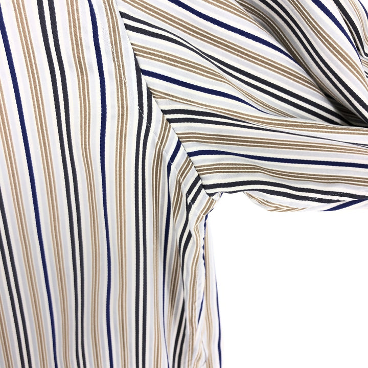 ATESETA Stand Collar Long Sleeve Striped Shirt Made in Italy Men's L /eaa457559