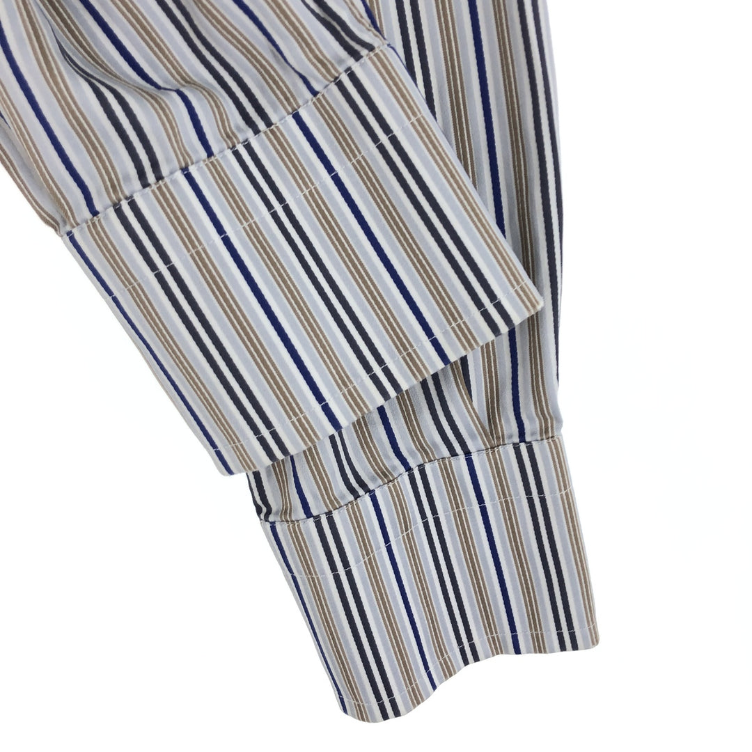 ATESETA Stand Collar Long Sleeve Striped Shirt Made in Italy Men's L /eaa457559