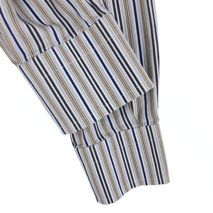 ATESETA Stand Collar Long Sleeve Striped Shirt Made in Italy Men's L /eaa457559