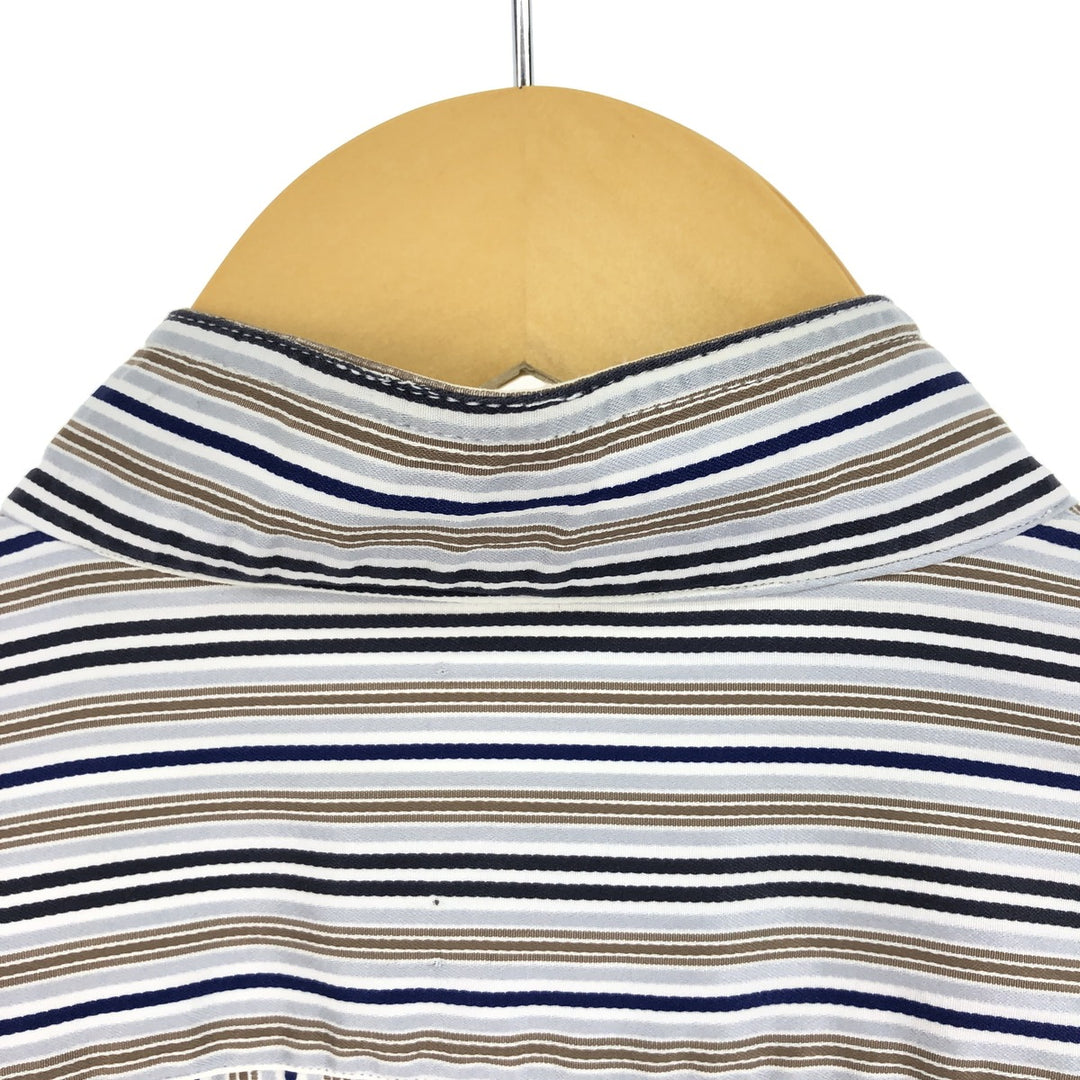 ATESETA Stand Collar Long Sleeve Striped Shirt Made in Italy Men's L /eaa457559