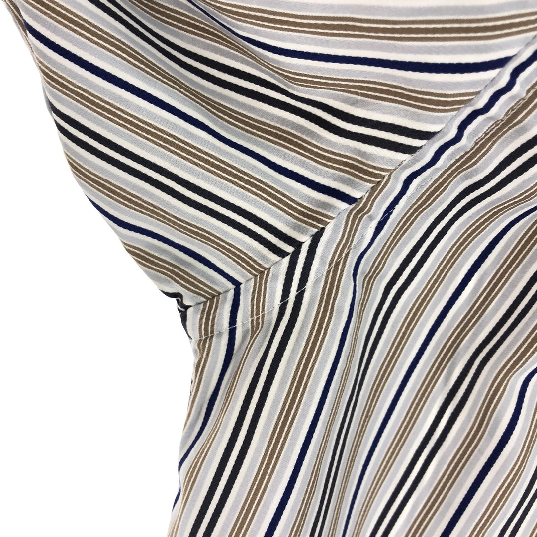 ATESETA Stand Collar Long Sleeve Striped Shirt Made in Italy Men's L /eaa457559