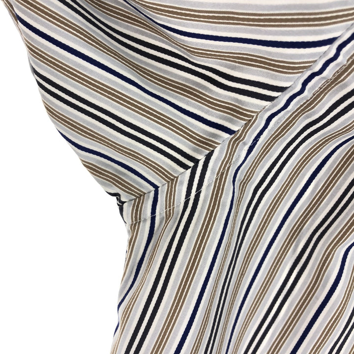 ATESETA Stand Collar Long Sleeve Striped Shirt Made in Italy Men's L /eaa457559