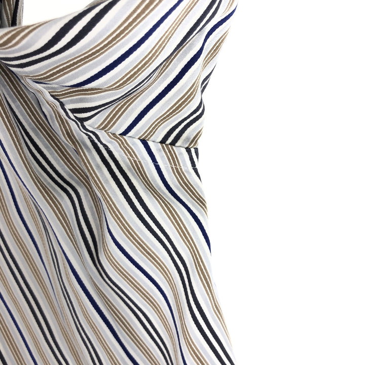 ATESETA Stand Collar Long Sleeve Striped Shirt Made in Italy Men's L /eaa457559