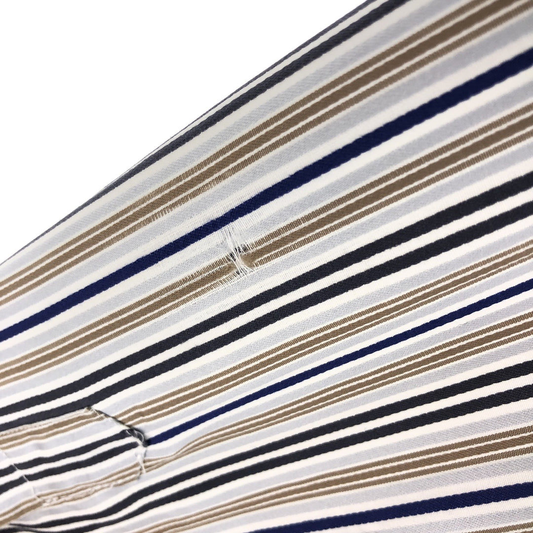 ATESETA Stand Collar Long Sleeve Striped Shirt Made in Italy Men's L /eaa457559