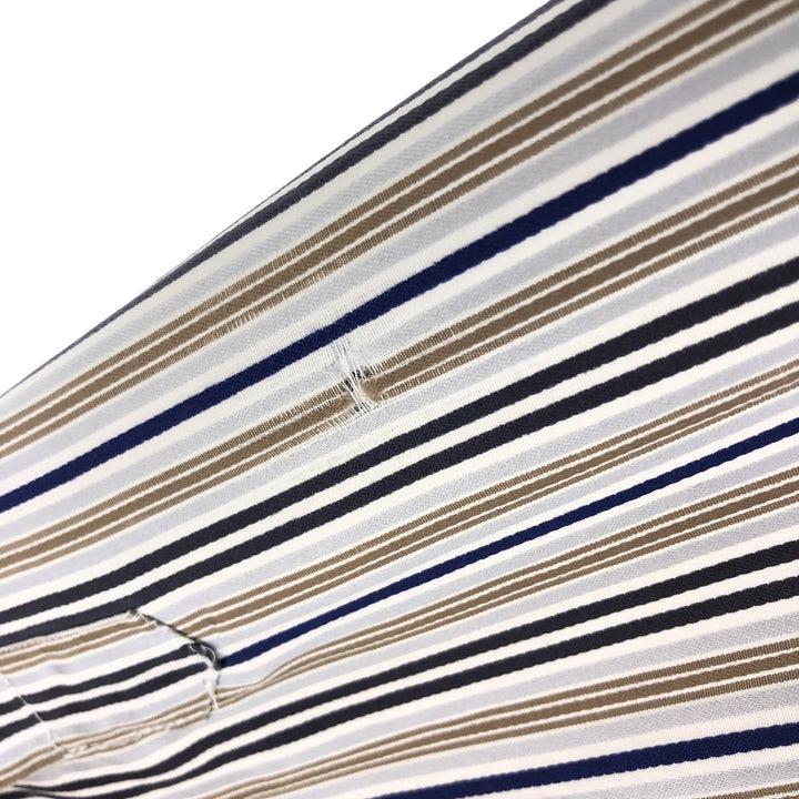 ATESETA Stand Collar Long Sleeve Striped Shirt Made in Italy Men's L /eaa457559