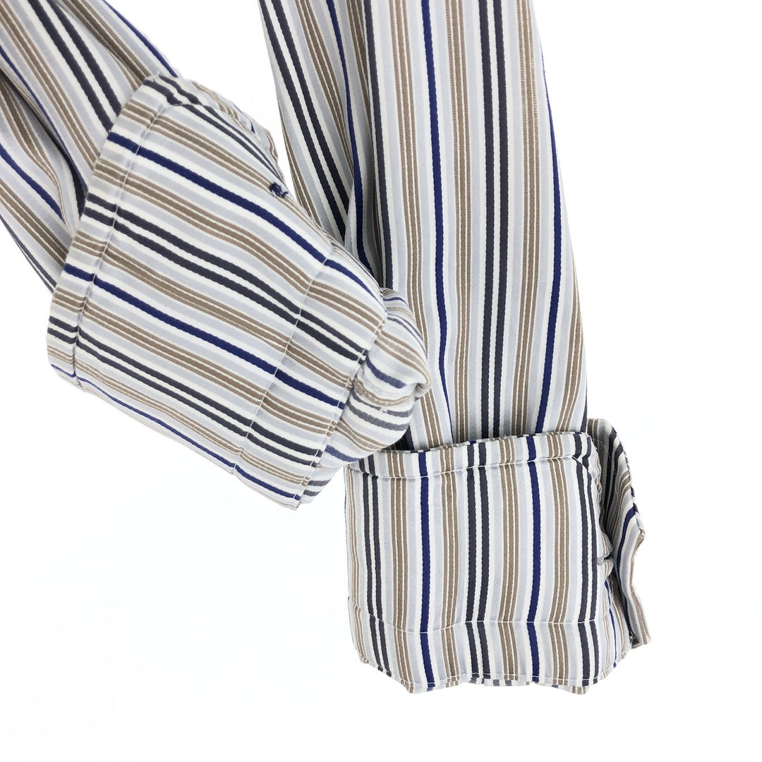 ATESETA Stand Collar Long Sleeve Striped Shirt Made in Italy Men's L /eaa457559