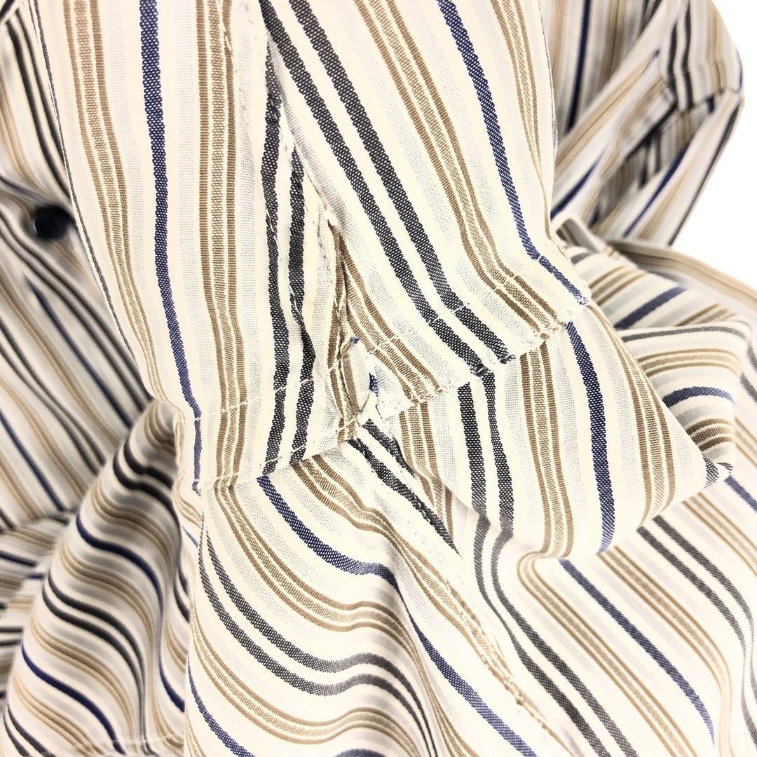 ATESETA Stand Collar Long Sleeve Striped Shirt Made in Italy Men's L /eaa457559