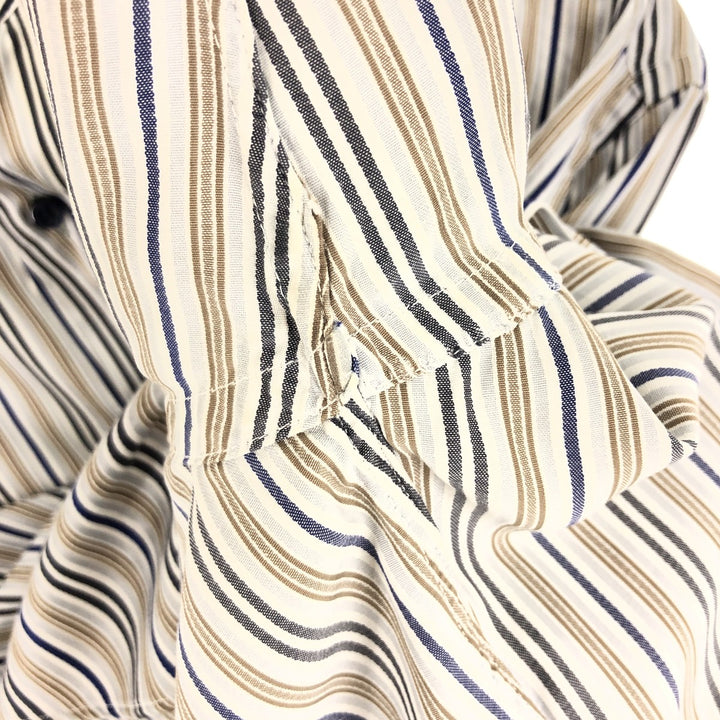 ATESETA Stand Collar Long Sleeve Striped Shirt Made in Italy Men's L /eaa457559