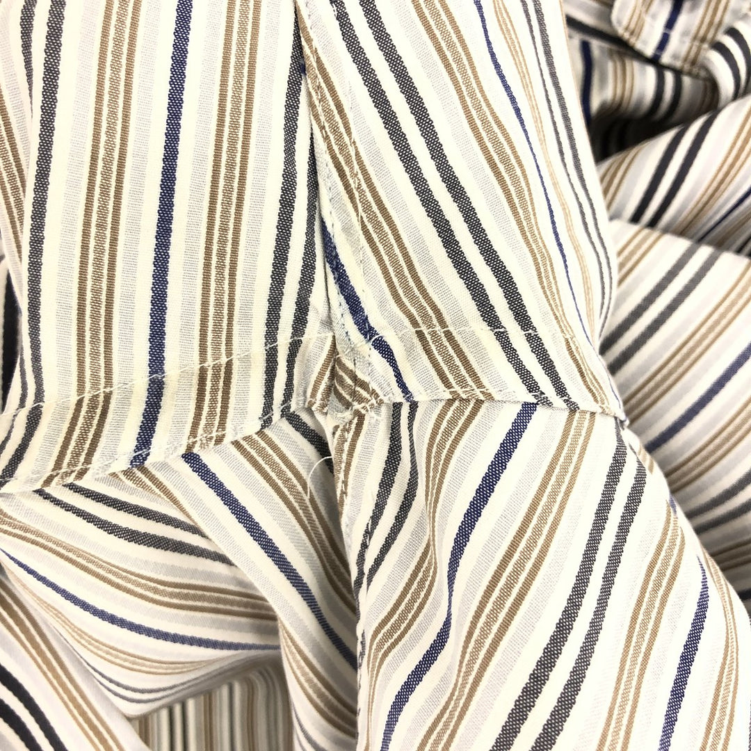 ATESETA Stand Collar Long Sleeve Striped Shirt Made in Italy Men's L /eaa457559