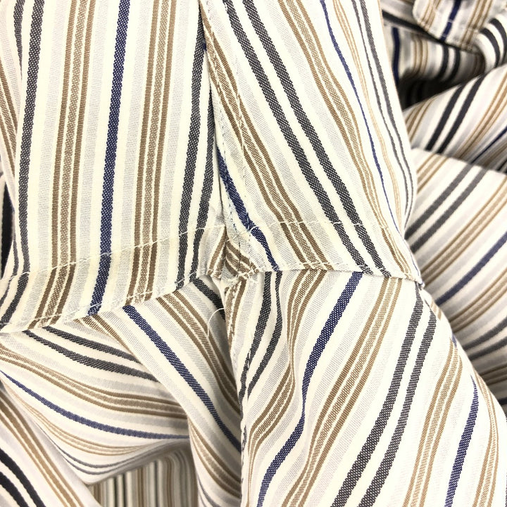 ATESETA Stand Collar Long Sleeve Striped Shirt Made in Italy Men's L /eaa457559