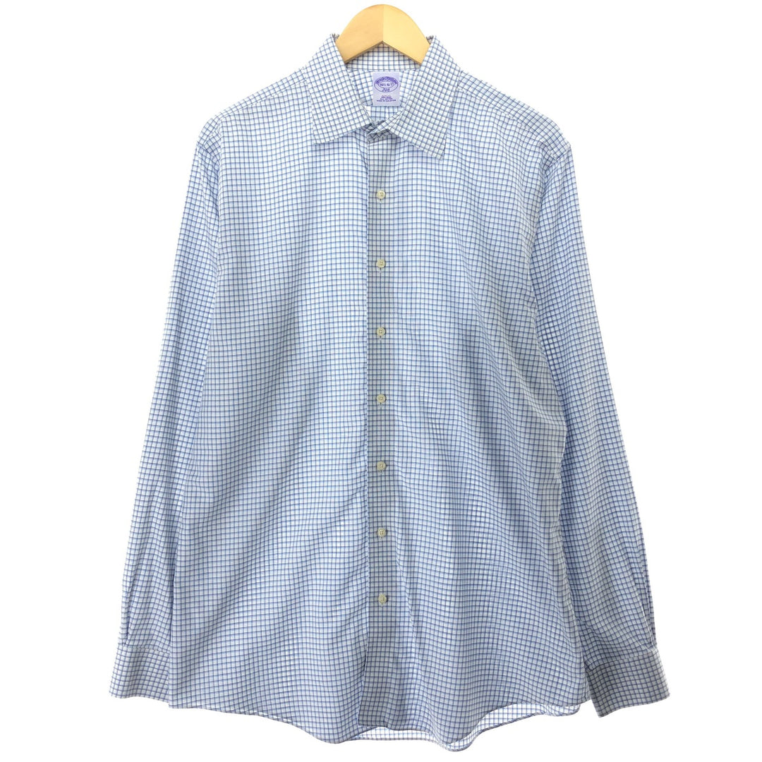 Brooks Brothers 346 Wide Collar Long Sleeve Cotton Check Shirt Men's L Wide Collar / eaa457571