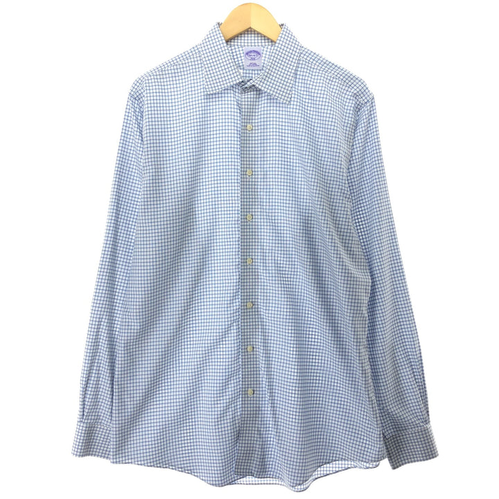 Brooks Brothers 346 Wide Collar Long Sleeve Cotton Check Shirt Men's L Wide Collar / eaa457571
