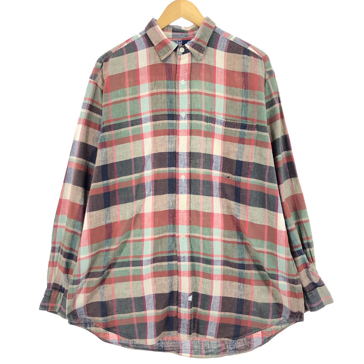 Ralph Lauren POLO by Ralph Lauren Check Pattern Long Sleeve Linen x Cotton Shirt Men's L /eaa457588